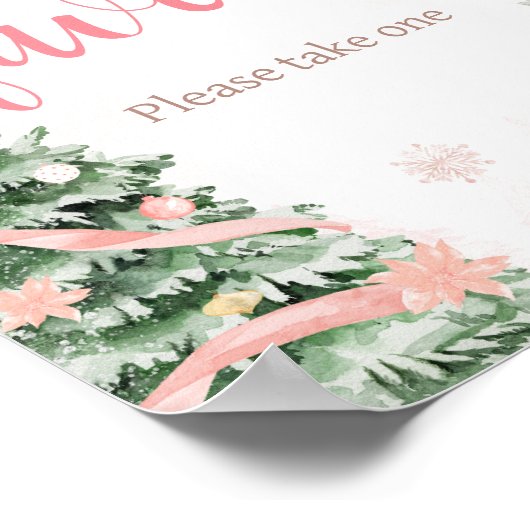 ピンクのクリスマスその冷たい外の赤ちゃんシャワーの好意 ポスター (角)