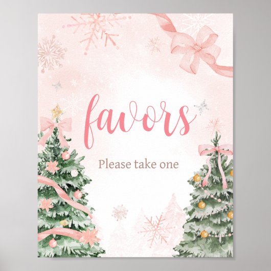 ピンクのクリスマスその冷たい外の赤ちゃんシャワーの好意 ポスター (正面)