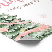 ピンクのクリスマスその冷たい外の赤ちゃんシャワー飲料 ポスター (角)