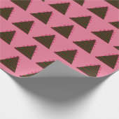 ピンクのクリスマスに抽象芸術の緑の木 ラッピングペーパー (角)