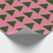 ピンクのクリスマスに抽象芸術の緑の木 ラッピングペーパー (角)