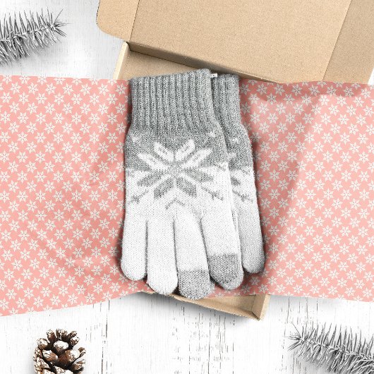 ピンクのクリスマスに白い雪の結晶 薄葉紙