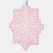ピンクのクリスマスに複雑な雪 オーナメントカード (左)