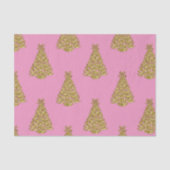 ピンクのクリスマスに輝くゴールドのクリスマスツリー 薄葉紙 (正面)
