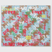 ピンクのクリスマスのジンジャーブレッドのギフト用包装紙の一流の変更 ラッピングペーパー (フラット)