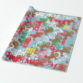 ピンクのクリスマスのジンジャーブレッドのギフト用包装紙の一流の変更 ラッピングペーパー (アンロールド)