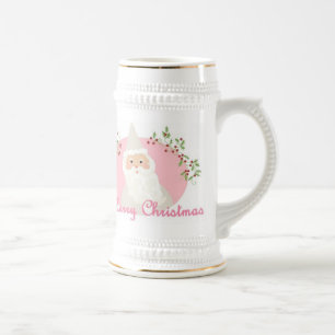 ピンクのクリスマスのマグのサンタ ビールジョッキ