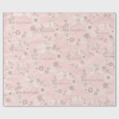 ピンクのクリスマスのリース ラッピングペーパー (フラット)