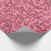 ピンクのクリスマスの包装紙のキャンディ・ケーン ラッピングペーパー (角)