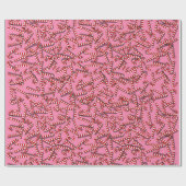 ピンクのクリスマスの包装紙のキャンディ・ケーン ラッピングペーパー (フラット)