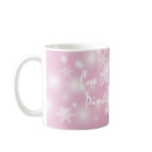 「ピンクのクリスマスの夢を見ている」マグカップ