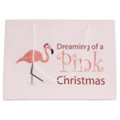 ピンクのクリスマスの夢 – 大きな抱き枕 ラージペーパーバッグ (正面)