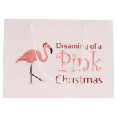 ピンクのクリスマスの夢 – 大きな抱き枕 ラージペーパーバッグ (裏面)