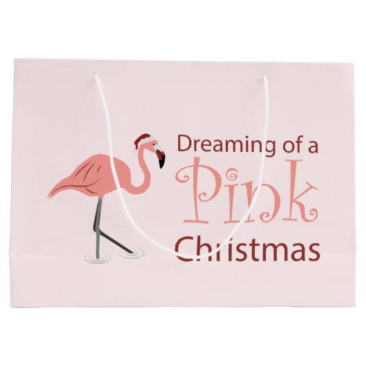 ピンクのクリスマスの夢 – 大きな抱き枕 ラージペーパーバッグ (裏面)