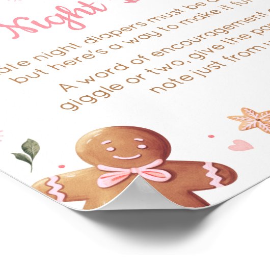 ピンクのクリスマスの小さなクッキー深夜おむつ ポスター (角)