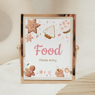 ピンクのクリスマスの小さなクッキー赤ちゃんシャワー食品 ポスター