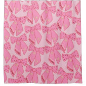 ピンクのクリスマスの弓 シャワーカーテン (正面)