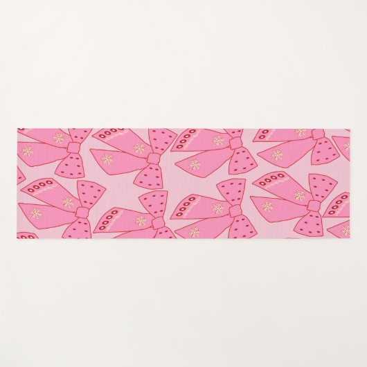 ピンクのクリスマスの弓 ヨガマット (正面(横))