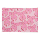 ピンクのクリスマスの弓 枕カバー (裏面)