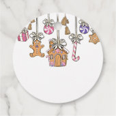 ピンクのクリスマスの感謝してい誕生日メッセージカード フェイバータグ (裏面)