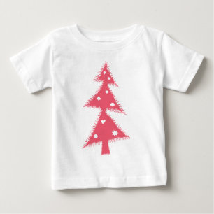 ピンクのクリスマスの木 ベビーTシャツ