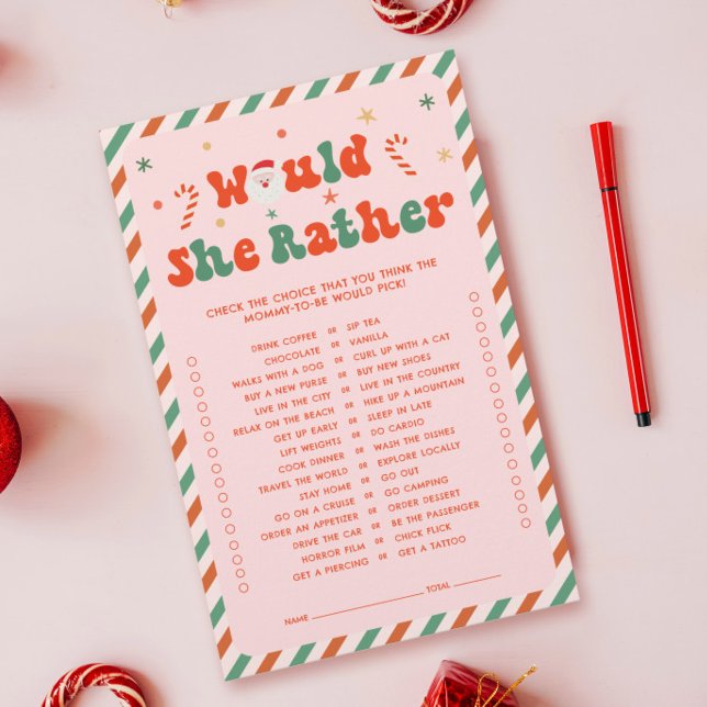 ピンクのクリスマスの赤ちゃんシャワーは彼女はむしろゲームだろう (クリエイターアップロード済み)