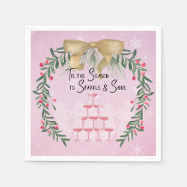 ピンクのクリスマスの輝き スタンダードカクテルナプキン