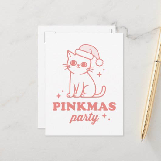 ピンクのクリスマスの雰囲気 ピンクマスパーティー シーズンポストカード (正面/裏面インサイチュ)