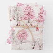 ピンクのクリスマスを夢見ている ラッピングペーパーシート (インサイチュ)