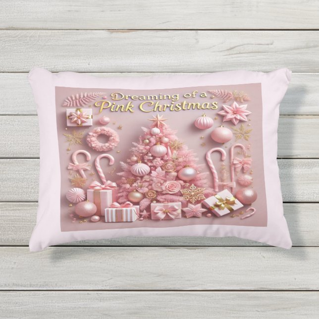 ピンクのクリスマスを夢見て  アウトドアクッション (正面)