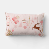 ピンクのクリスマスアイコン装飾 ランバークッション (裏面)