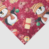 ピンクのクリスマスウィンターペンギン雪子供へ片 薄葉紙 (詳細)