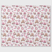 ピンクのクリスマスウォーターのカラーヴィンテージ ラッピングペーパー (フラット)