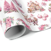 ピンクのクリスマスウォーターのカラーヴィンテージ ラッピングペーパー (ロールコーナー)