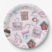 ピンクのクリスマスウォーターの色要素 ペーパープレート (正面)