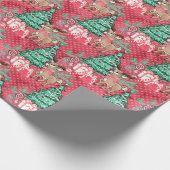 ピンクのクリスマスウォーターカラートナカイのラップ ラッピングペーパー (角)