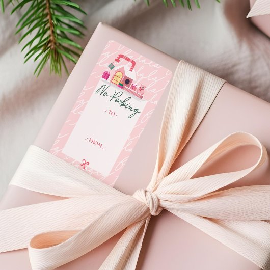 ピンクのクリスマスエルフのおもちゃ工房 Fa La  ラベル