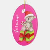 ピンクのクリスマスオーナメントと名付けられたかわいいコアラ セラミックオーナメント (左)