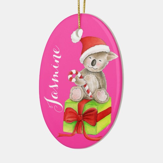 ピンクのクリスマスオーナメントと名付けられたかわいいコアラ セラミックオーナメント (左)
