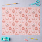 ピンクのクリスマスオーナメントと星のクリスマス 薄葉紙 (クラフト)