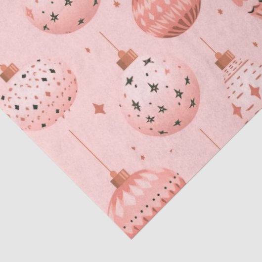 ピンクのクリスマスオーナメントと星のクリスマス 薄葉紙 (詳細)