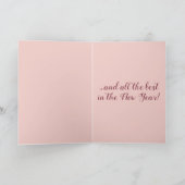 ピンクのクリスマスオーナメントの編集可能なシェード カード (内部)