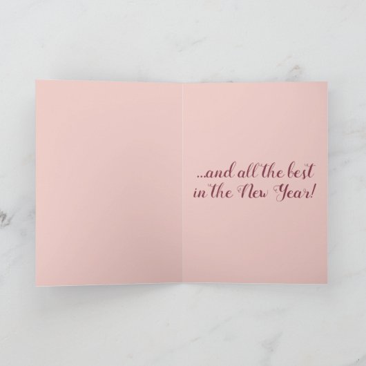 ピンクのクリスマスオーナメントの編集可能なシェード カード (内部)