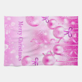 ピンクのクリスマスオーナメントキッチンタオル キッチンタオル (横)