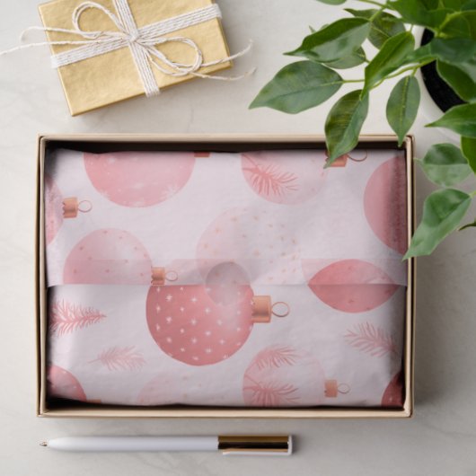 ピンクのクリスマスオーナメントクリスマス 薄葉紙 (ギフト)