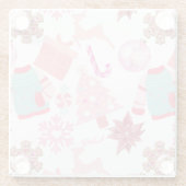 ピンクのクリスマスオーナメントパターン02 ガラスコースター (裏面)