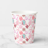 ピンクのクリスマスオーナメントパターン02 紙コップ (裏面)