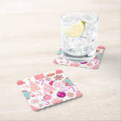 ピンクのクリスマスオーナメントパターン ペーパーコースター (インサイチュ)