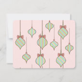 ピンクのクリスマスオーナメント招待状 招待状 (正面)