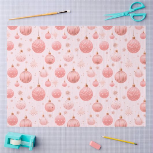 ピンクのクリスマスオーナメント雪の結晶クリスマス 薄葉紙 (クラフト)